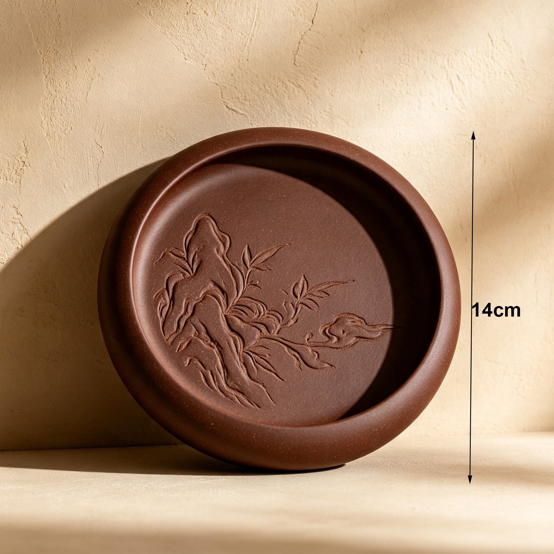 Full set of five artisanal Zisha tea trays displayed