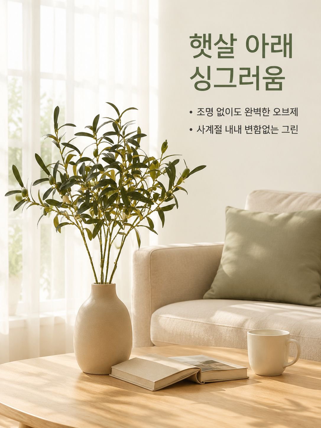 리얼 올리브 잎 호텔 웨딩 인테리어 모조 식물 녹색 올리브 가지 등