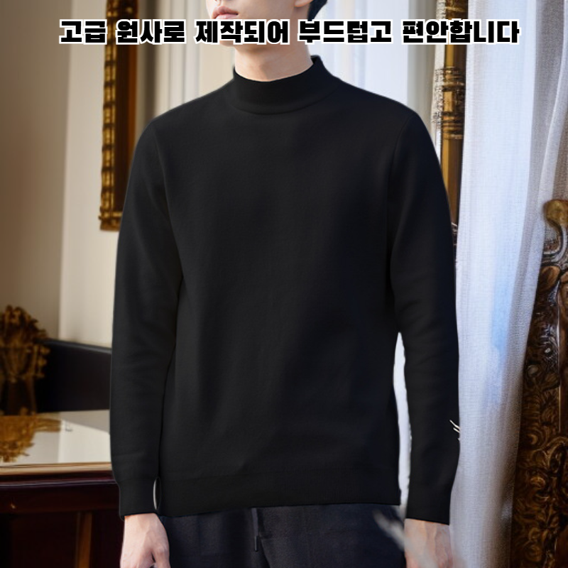 남성용 반폴라 목폴라 니트