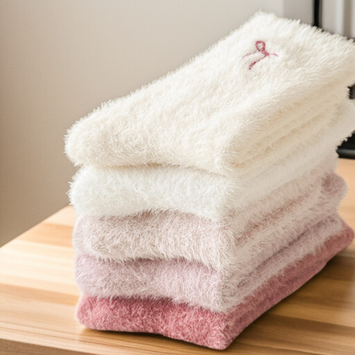 蝶結びのふわふわソックス