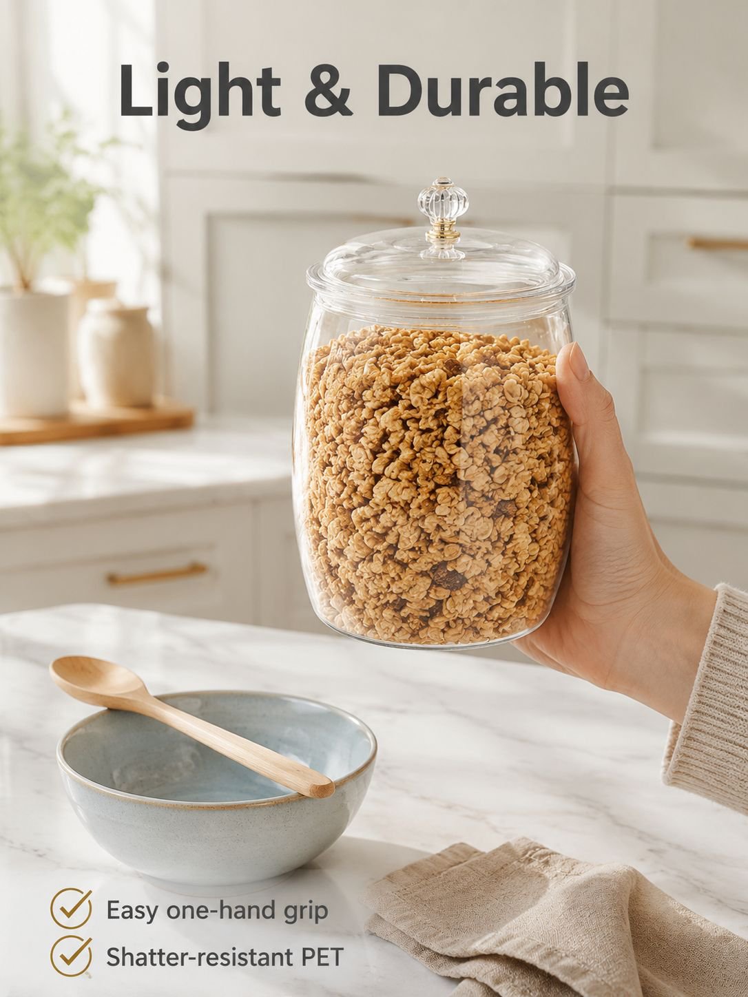 High Transparency Food-Grade PET Cereal Storage Jar