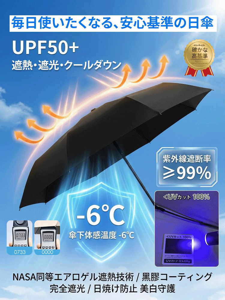 自動開閉折りたたみ晴雨兼用日傘
