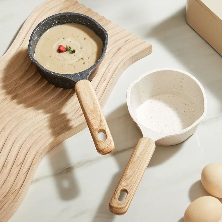 Preparing baby supplement in nonstick milk pan