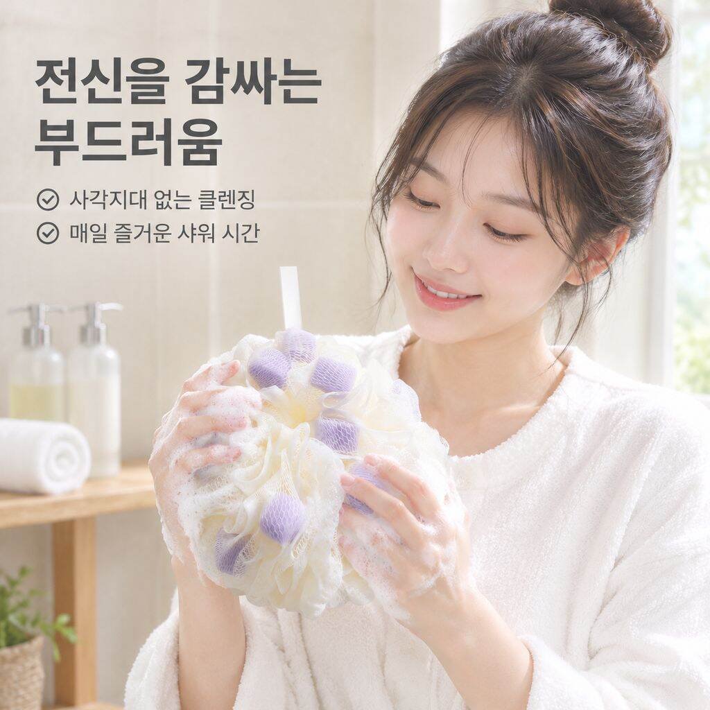 올 풀림 방지 프리미엄 대형 목욕용 스펀지/루파