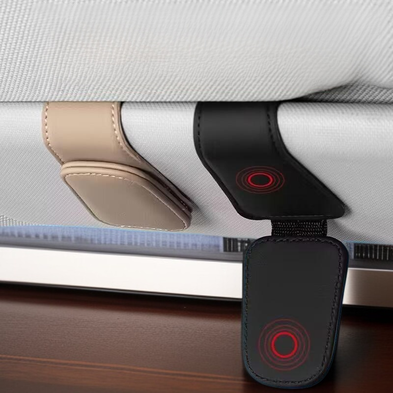  다기능 차량 선글라스 클립 가죽 선바이저 안경 보관함