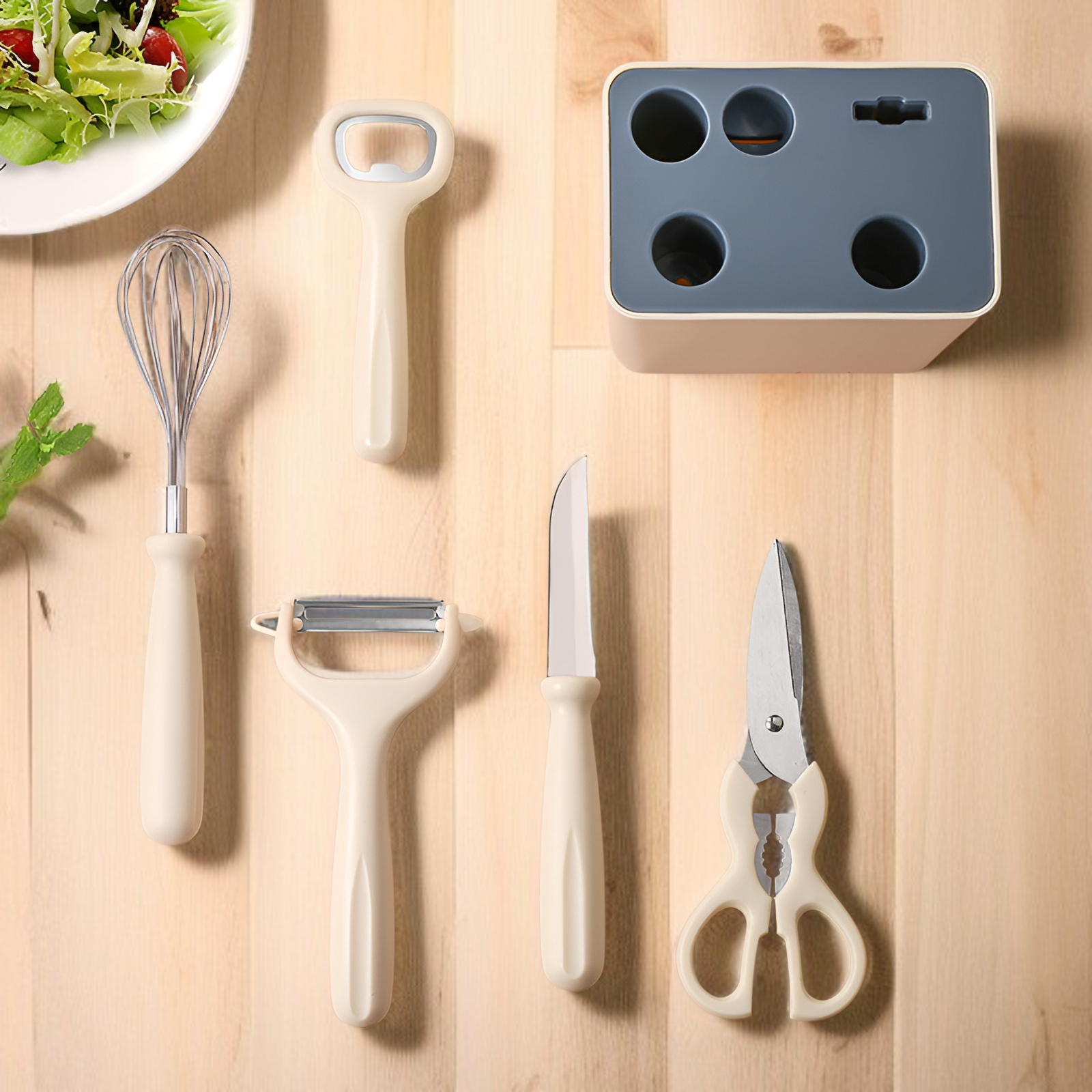 キッチンヘルパー、多機能6ピースメロン皮むき器、フルーツナイフ、栓抜き、はさみ、実用的な食品サプリメントガジェットセット