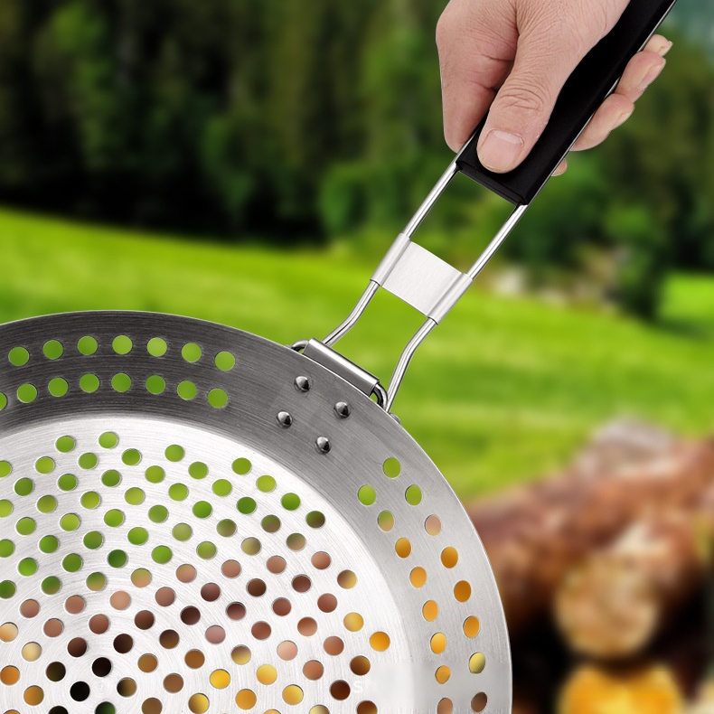 Portable Hollow BBQ Grill with Foldable Handle