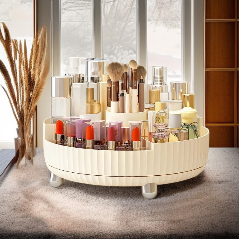 ชั้นวางสกินแคร์แบบหมุนขนาดใหญ่สำหรับโต๊ะ