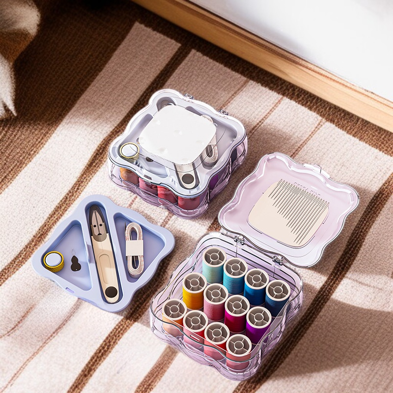 Portable double-layer magnetic sewing box