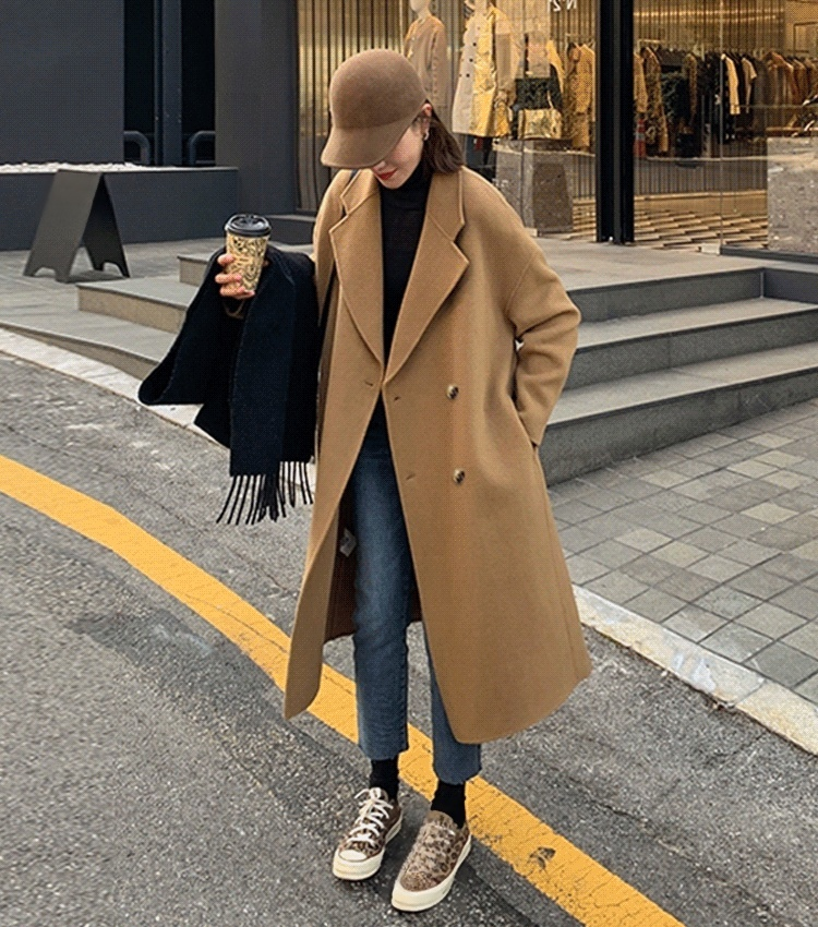 슬림핏 다운라인 울 코트