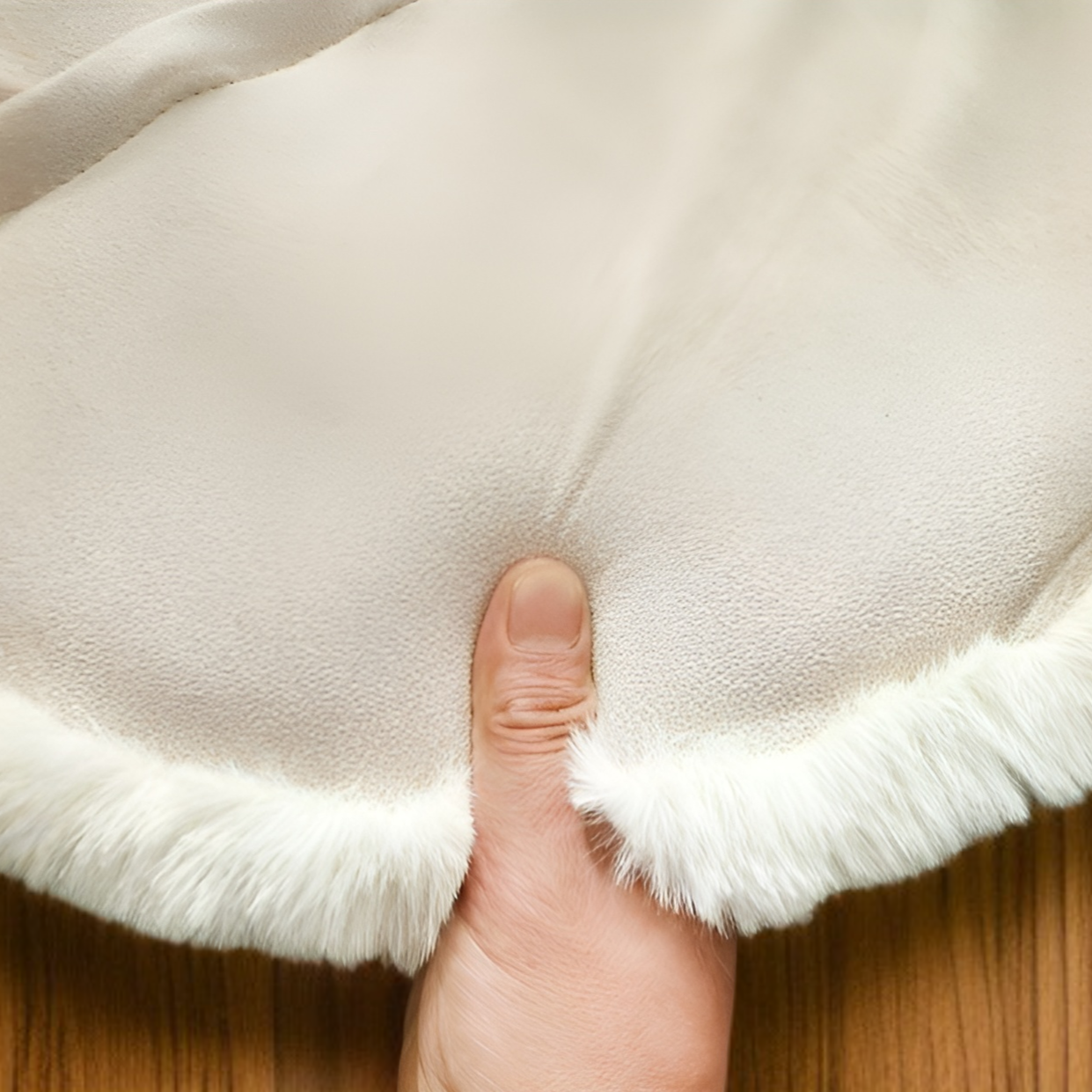 플러시 크림 라운드 쿠션