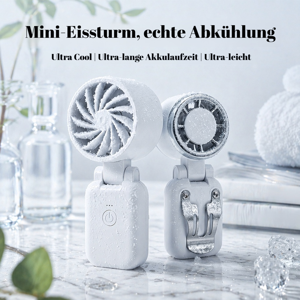 Tragbarer Handventilator mit großer Windkraft in Weiß