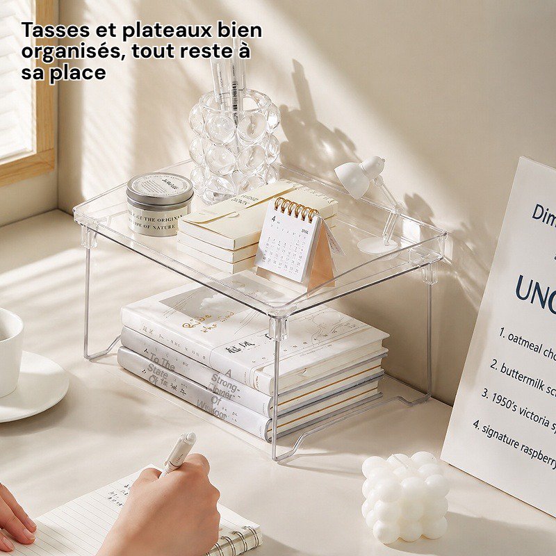 Support de rangement en acrylique pour tasses, étagère de bureau pliable à plusieurs niveaux