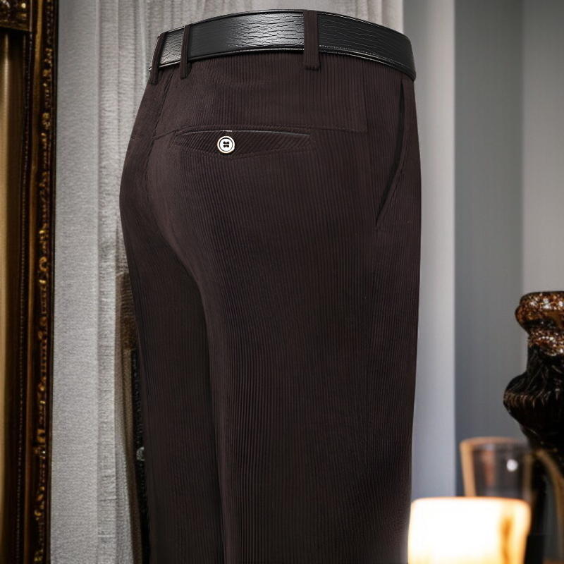 男性用冬ベルベット裏起毛コーデュロイパンツ中高年カジュアル