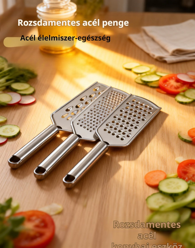 Konyhai rozsdamentes acél reszelő tál különböző zöldségekhez