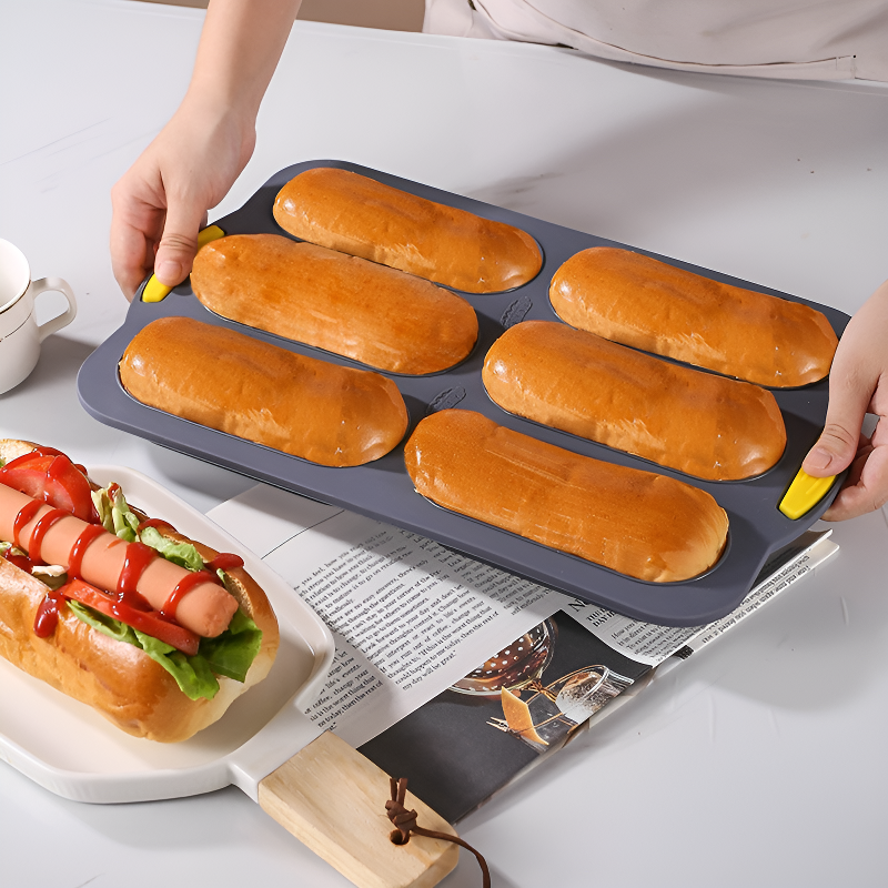 6구 핫도그 실리콘 빵틀 논스틱 베이킹 트레이