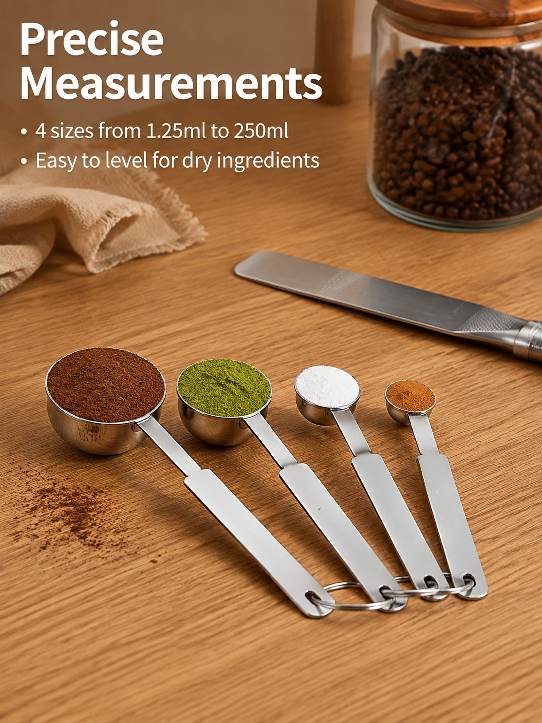 Durable spice and tea leaf scoop utensils