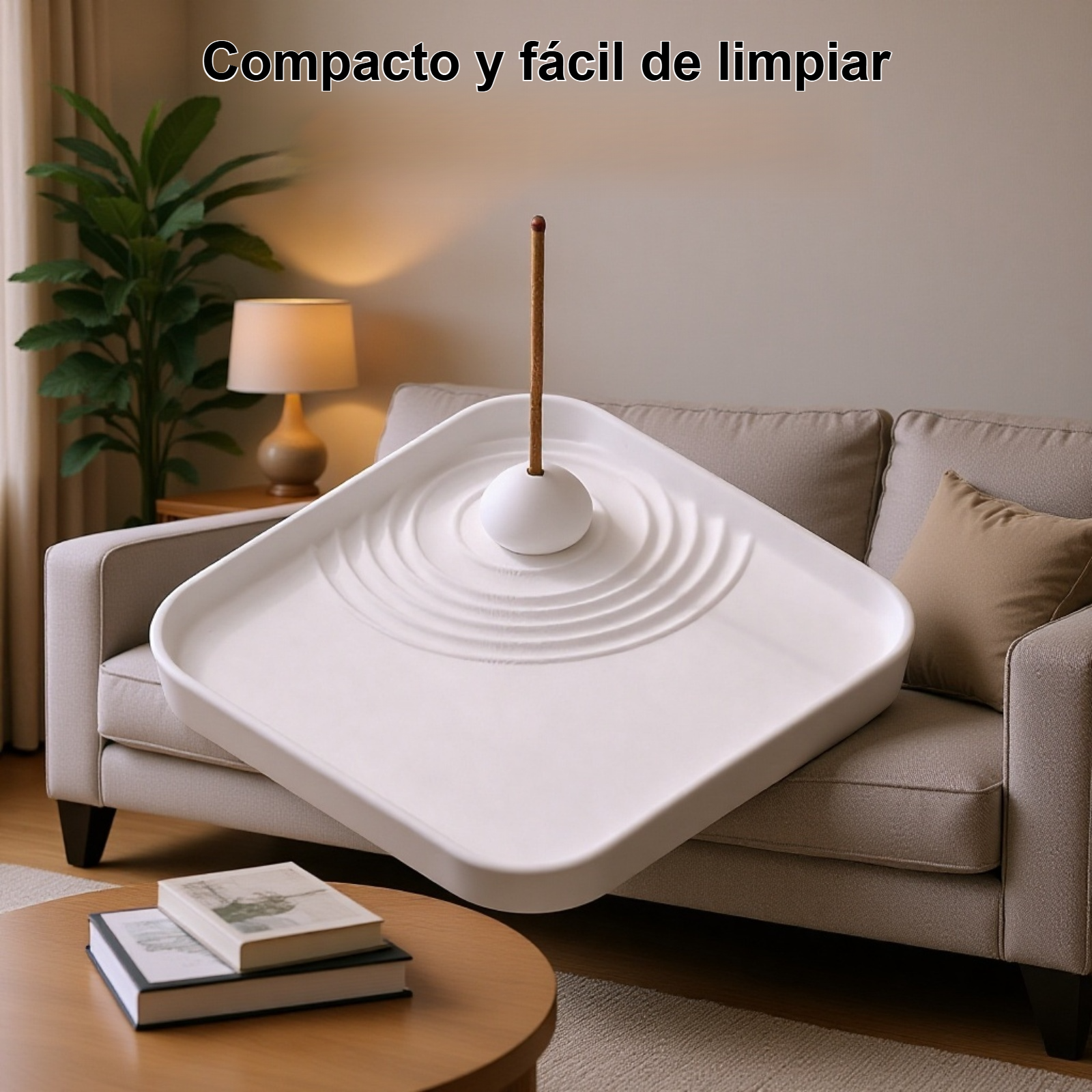 Porta incienso de yeso con diseño de ondas y gotas de agua