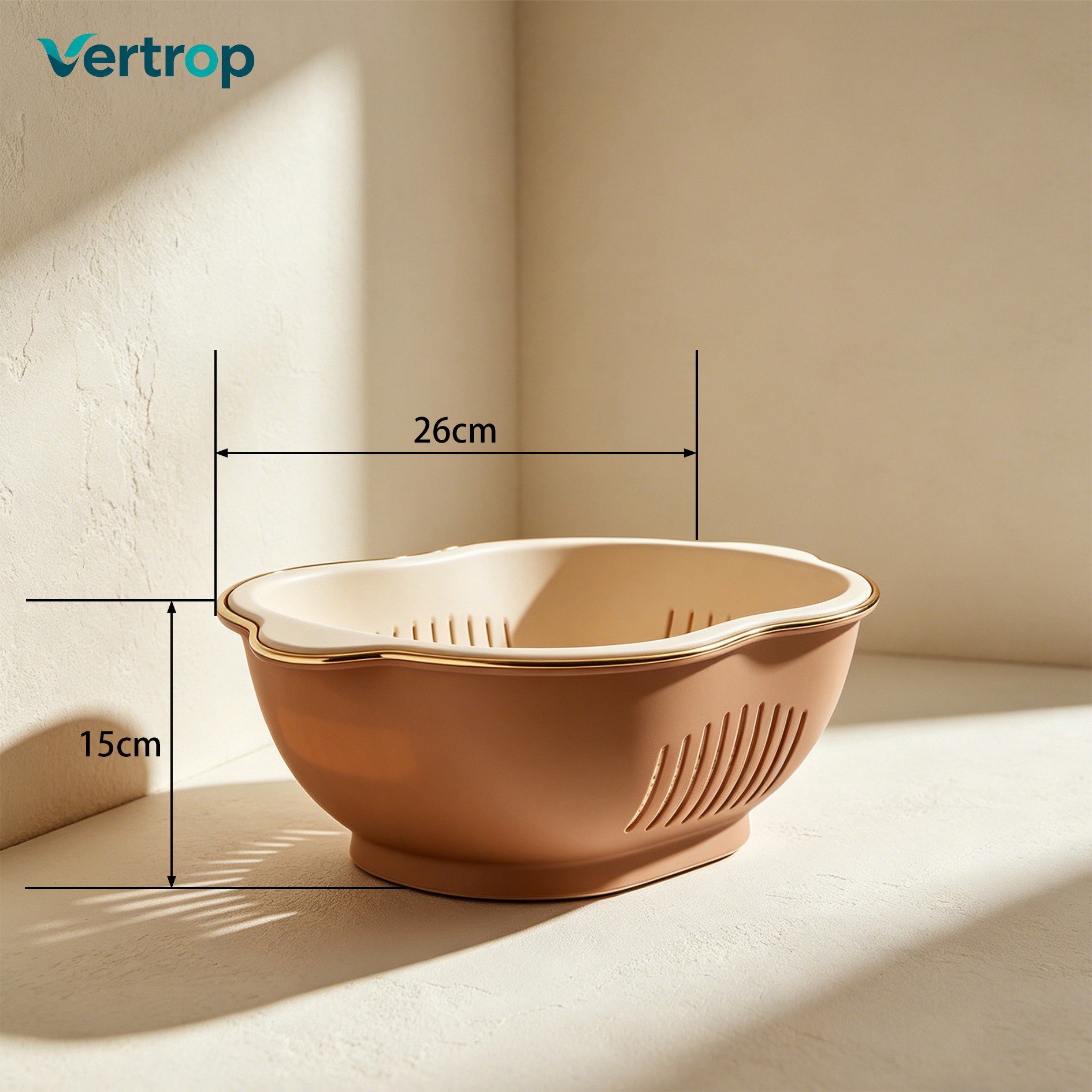 Durable plastic draining baskets for rinsing vegetables