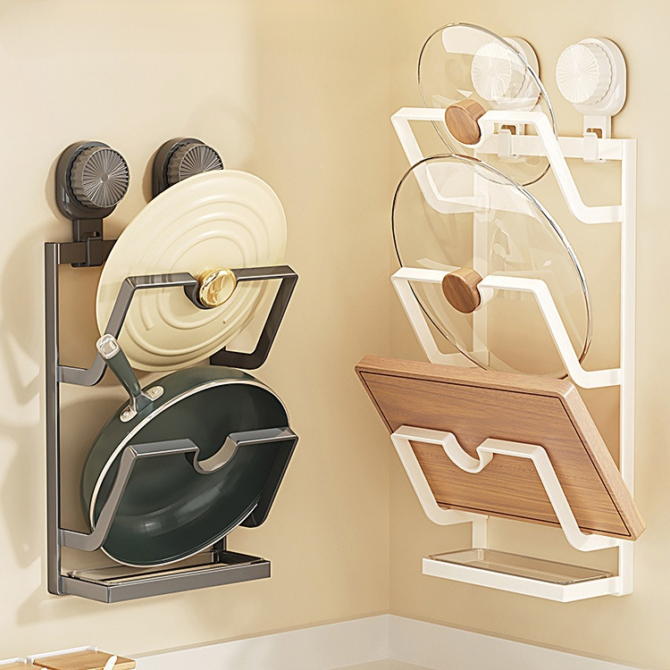 주방 다층 냄비뚜껑 수납 선반, 스테인리스 흡착식 정리대