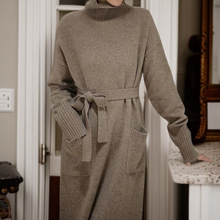 가을 겨울 롱 터틀넥 니트 원피스