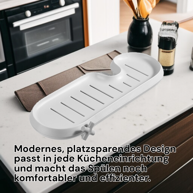 Küchenarmaturenregal für Seife, Reinigungsbürste und Spülschwamm