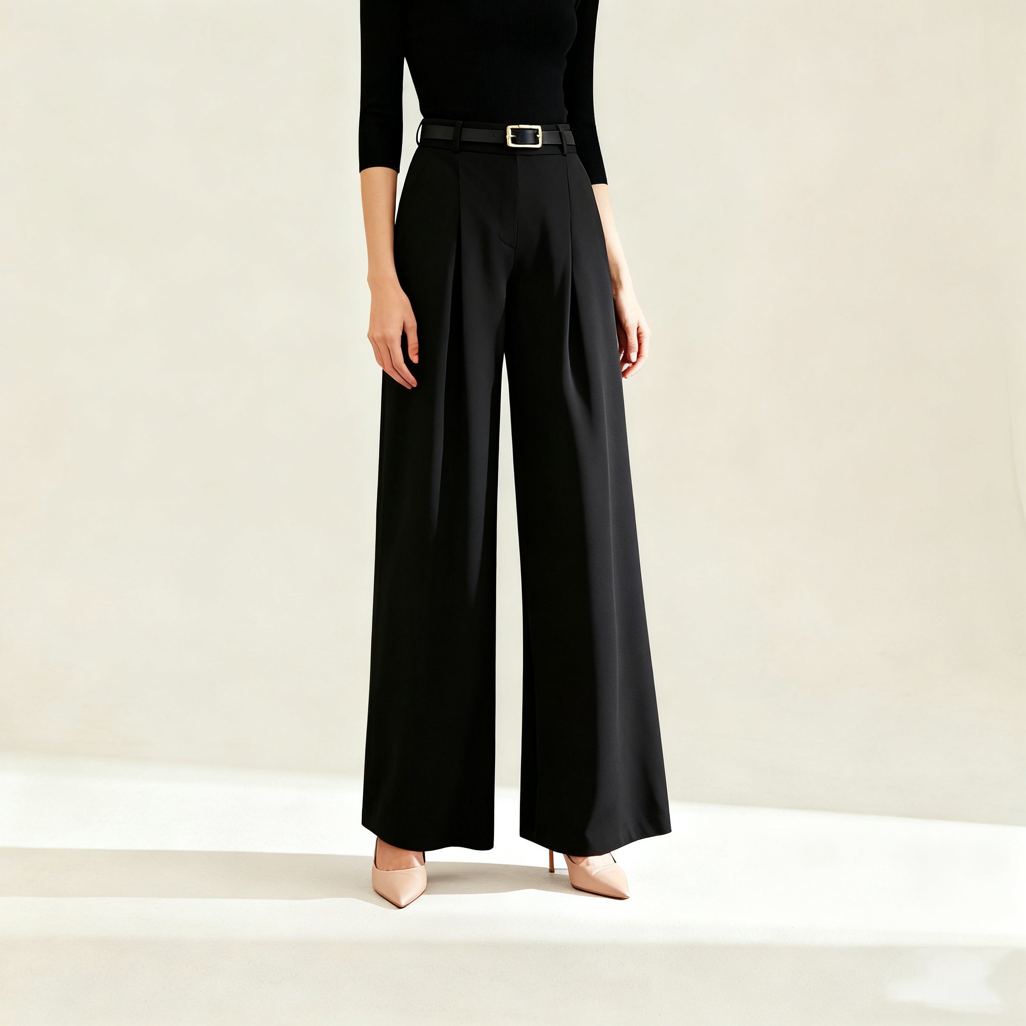 블랙 플레어 와이드 팬츠