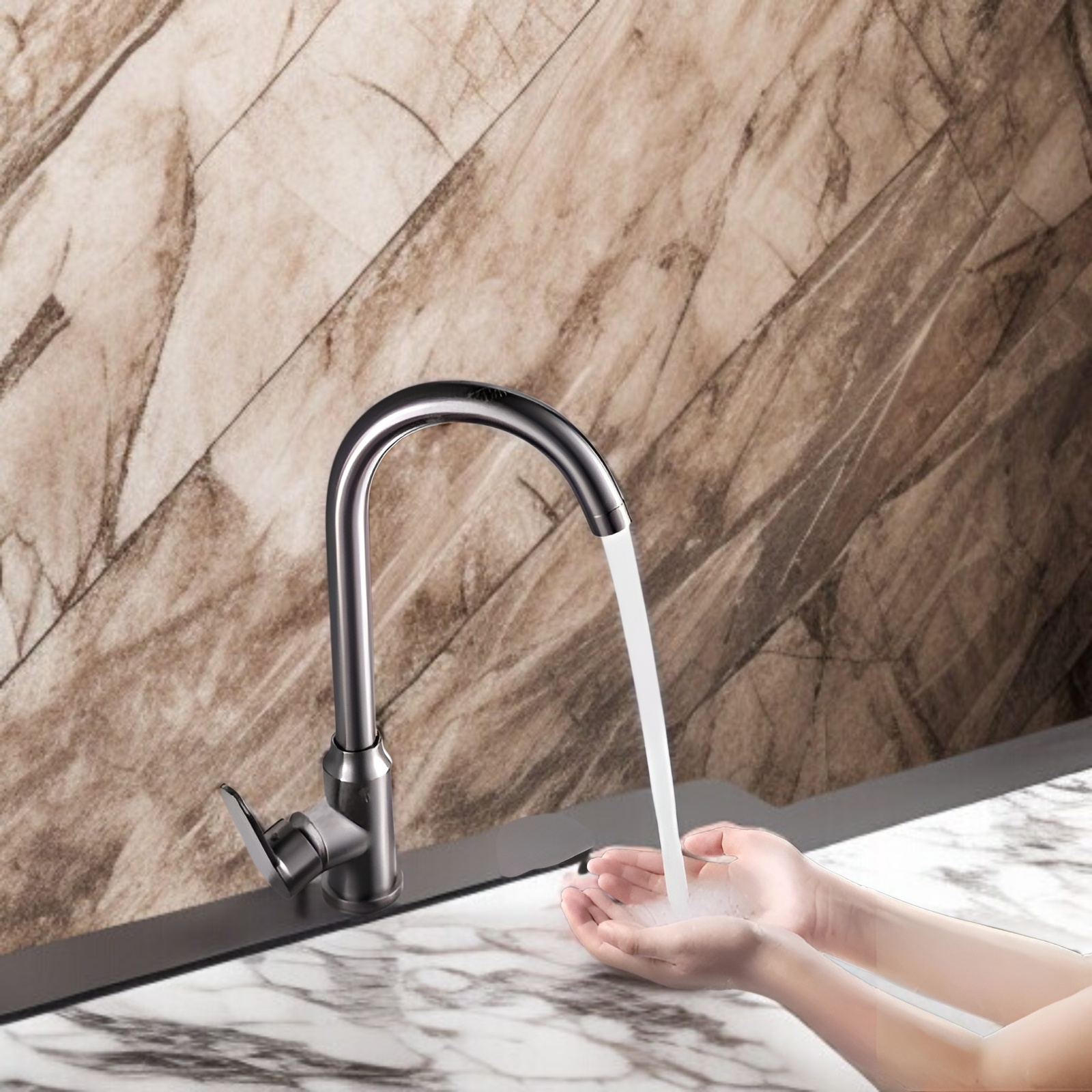 ห้องครัวสแตนเลสหมุนก๊อกน้ำ