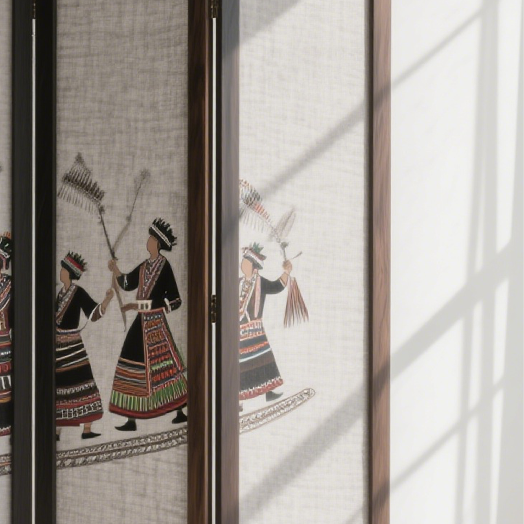 ฉากตกแต่งบ้านกรอบไม้พร้อมงานปักผ้า