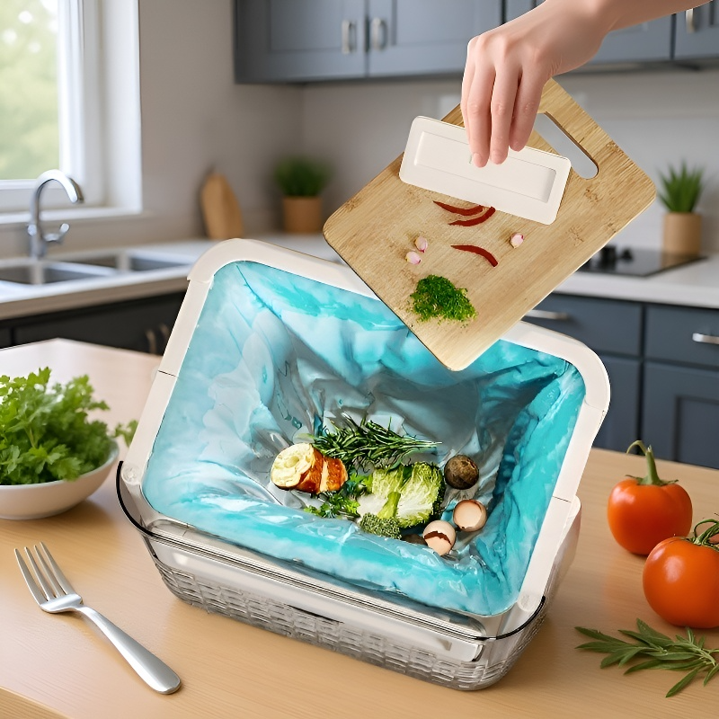 Large-capacity foldable magnetic wall-mounted trash can for kitchen