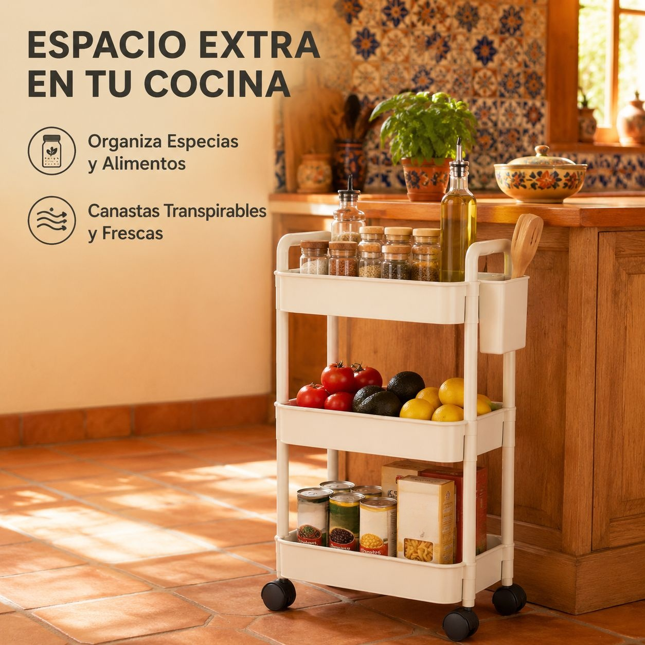 Estante organizador móvil para el hogar, ideal para artículos de bebé