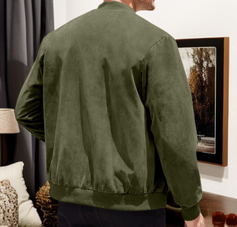 Close-up of suede fabric on men's jacket