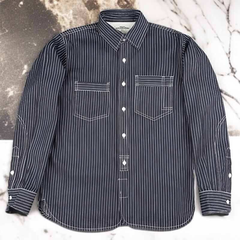 アメリカーナストライプの鉄道シャツ、ハンティングスーツ、ワークウェアの長袖シャツ