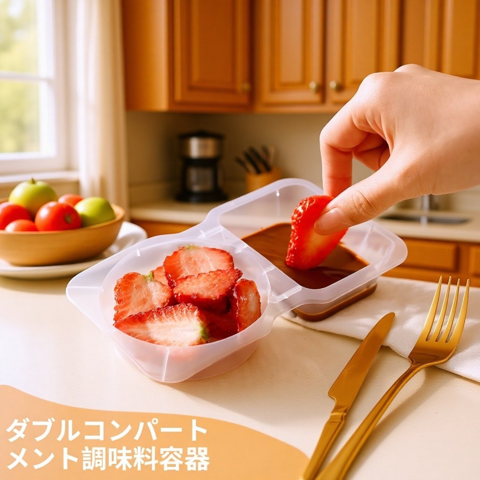 二室調味料容器 分割カップ 使い捨てプラスチックボックス