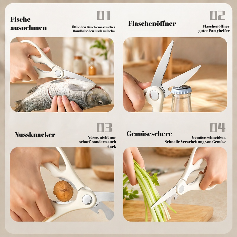 Küchenschere aus Edelstahl, starke Geflügelschere, Fleischschere