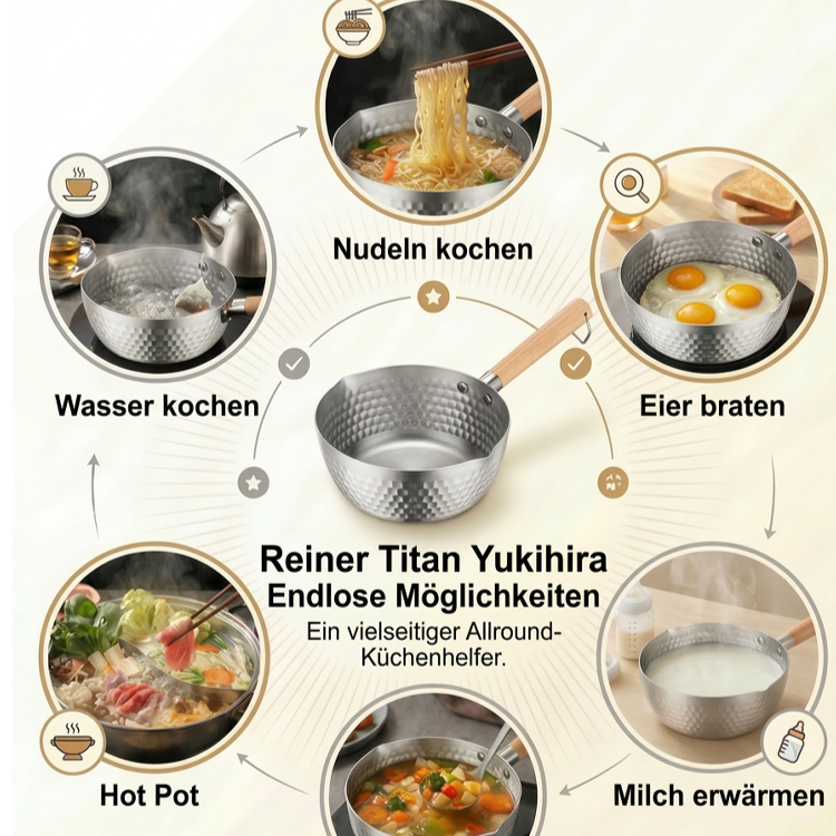 Japanischer Schneepfanne aus reinem Titan ohne Beschichtung