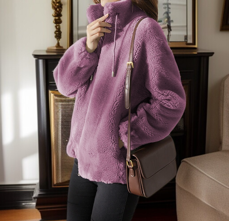 雙面可穿女士珊瑚絨外套背面