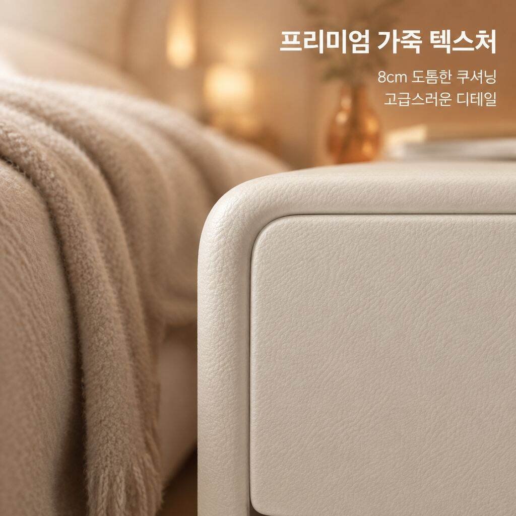 원목 소재 '크림 스타일' 협탁