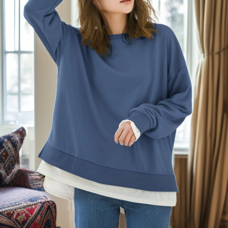 カジュアルなレディースルーズフィットトレーナーブラウス