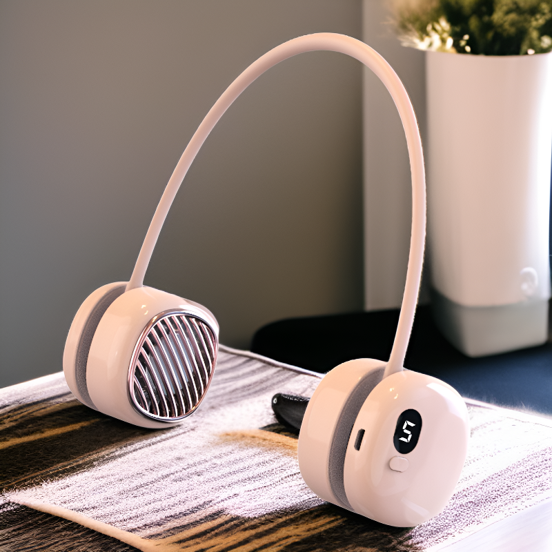 デジタル表示無葉首掛け扇風機 USB充電 携帯型小型扇風機 涼しく快適