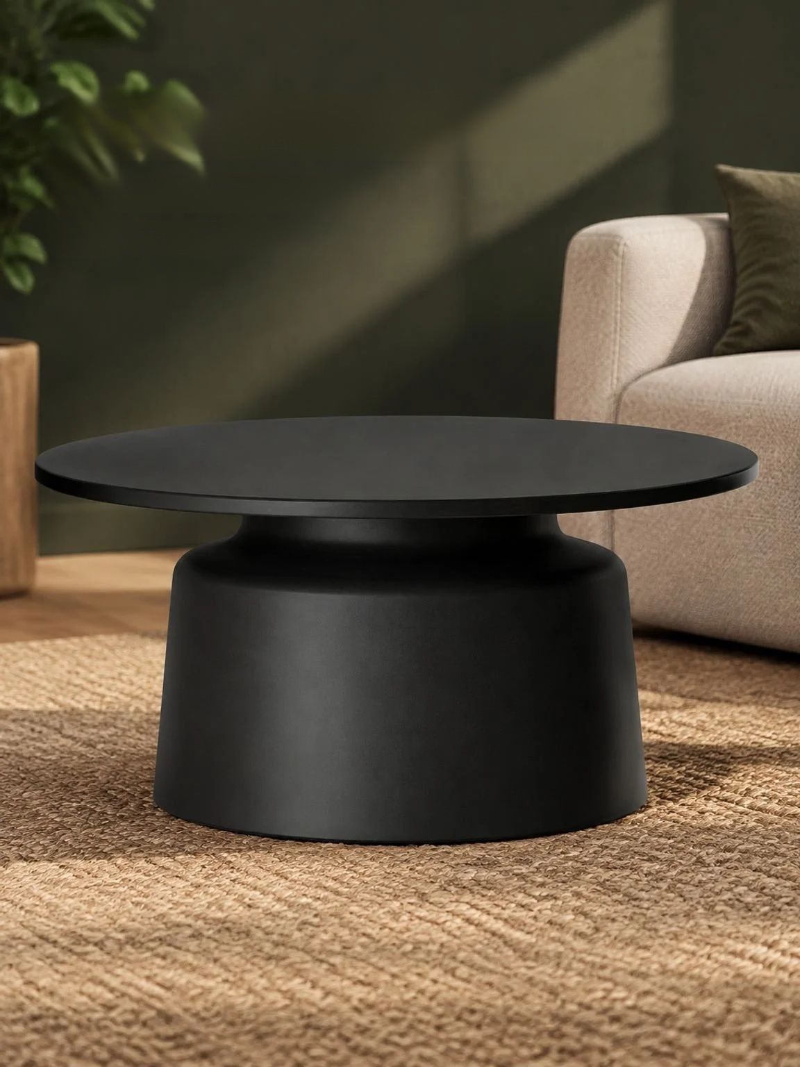 Modern minimalist tea table with a cream-colored top