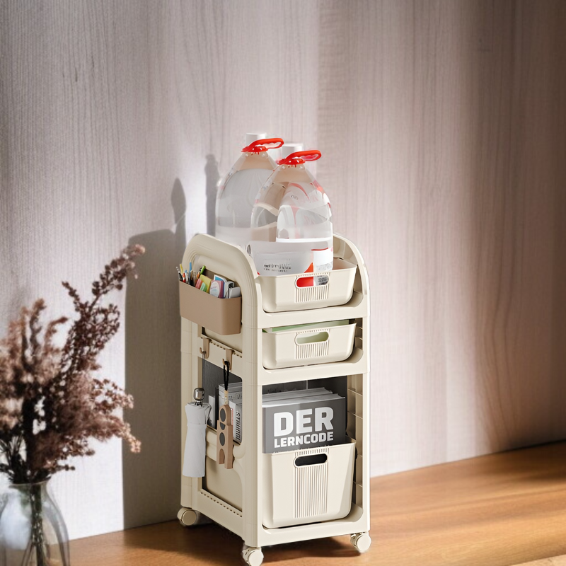 キャスター付きテーブル下可動式トロリーラック寮文具本収納ラックオフィス雑貨収納ラック