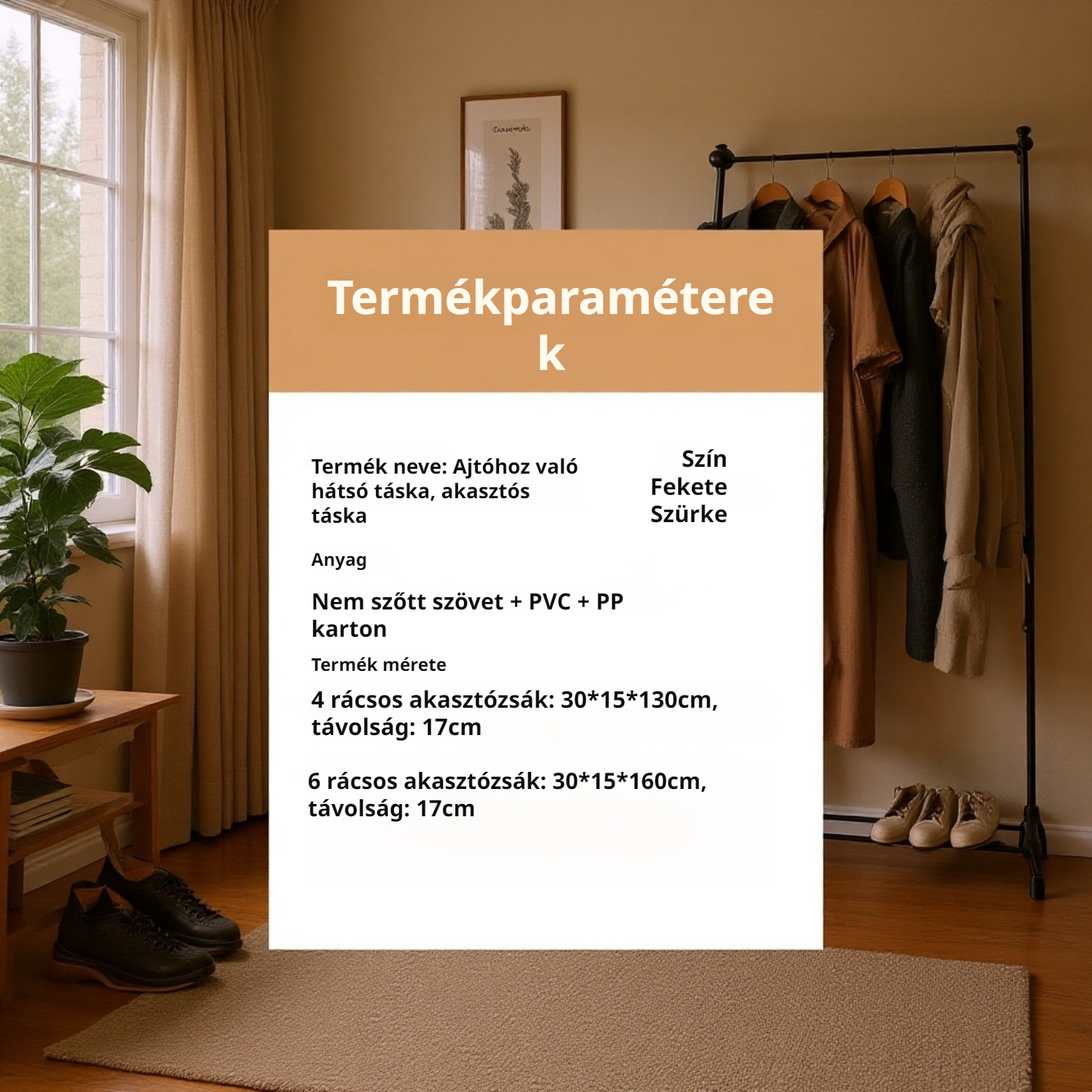  Ajtóra akasztható tároló táska – Többfunkciós ruhák és játékok rendszerezője