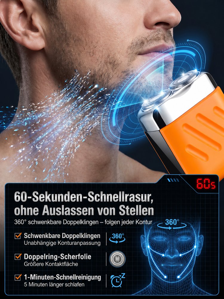 Neue Generation Doppelkopf-Taschenelektrorasierer
