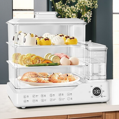 家庭用大容量電気蒸し器自動断電多機能3層蒸気鍋