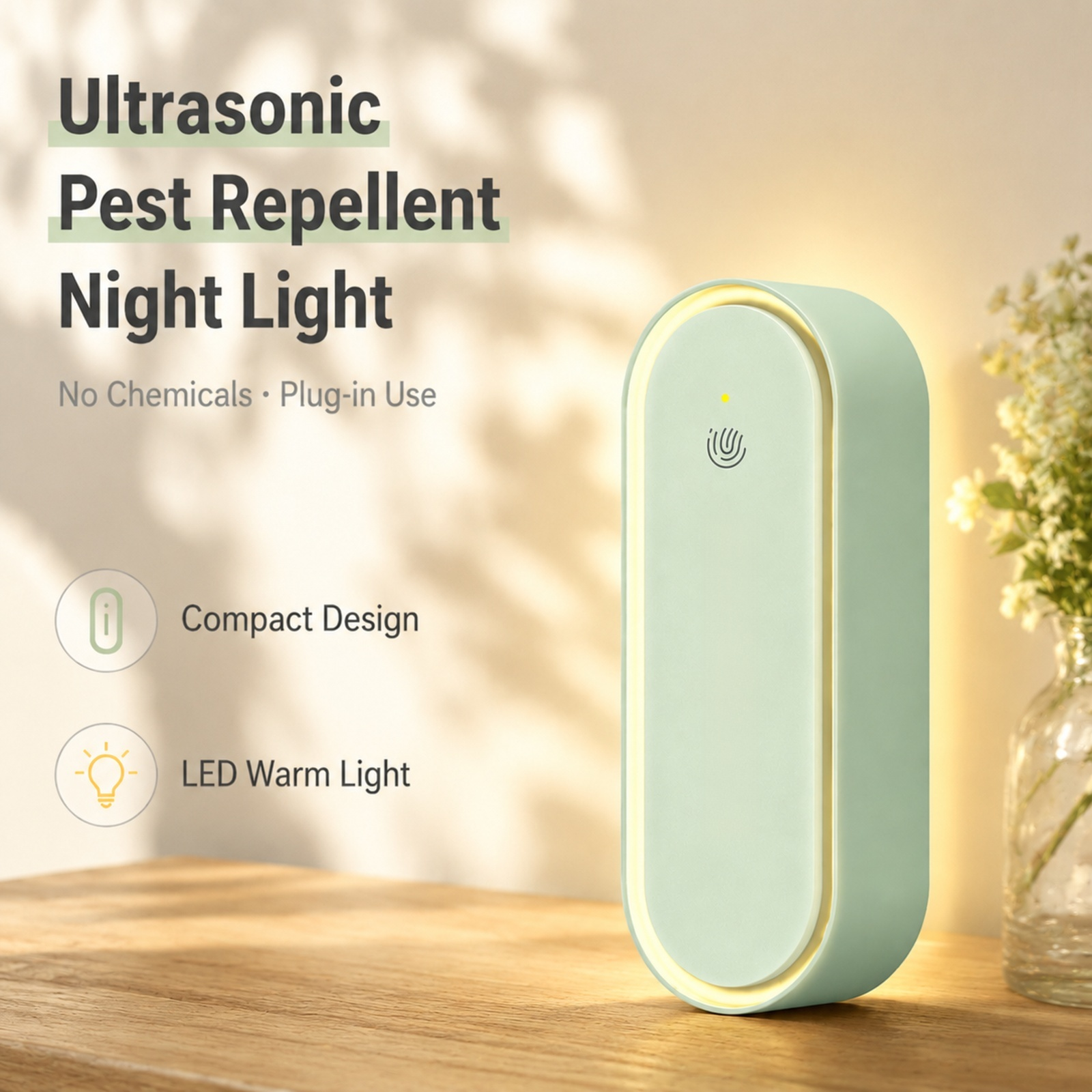 Close-up of smart pest repeller LED indicator