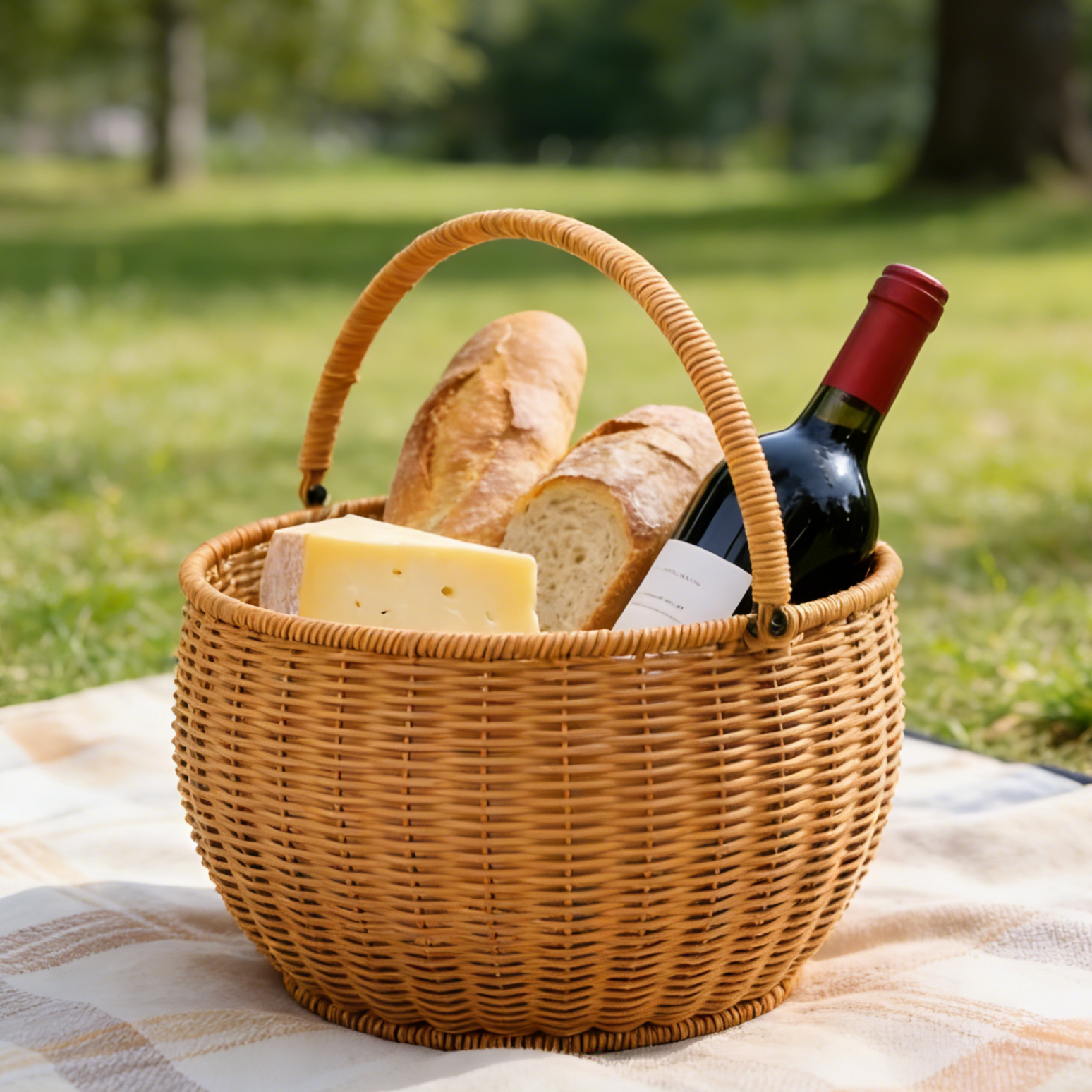 手提藤籃野餐使用情境