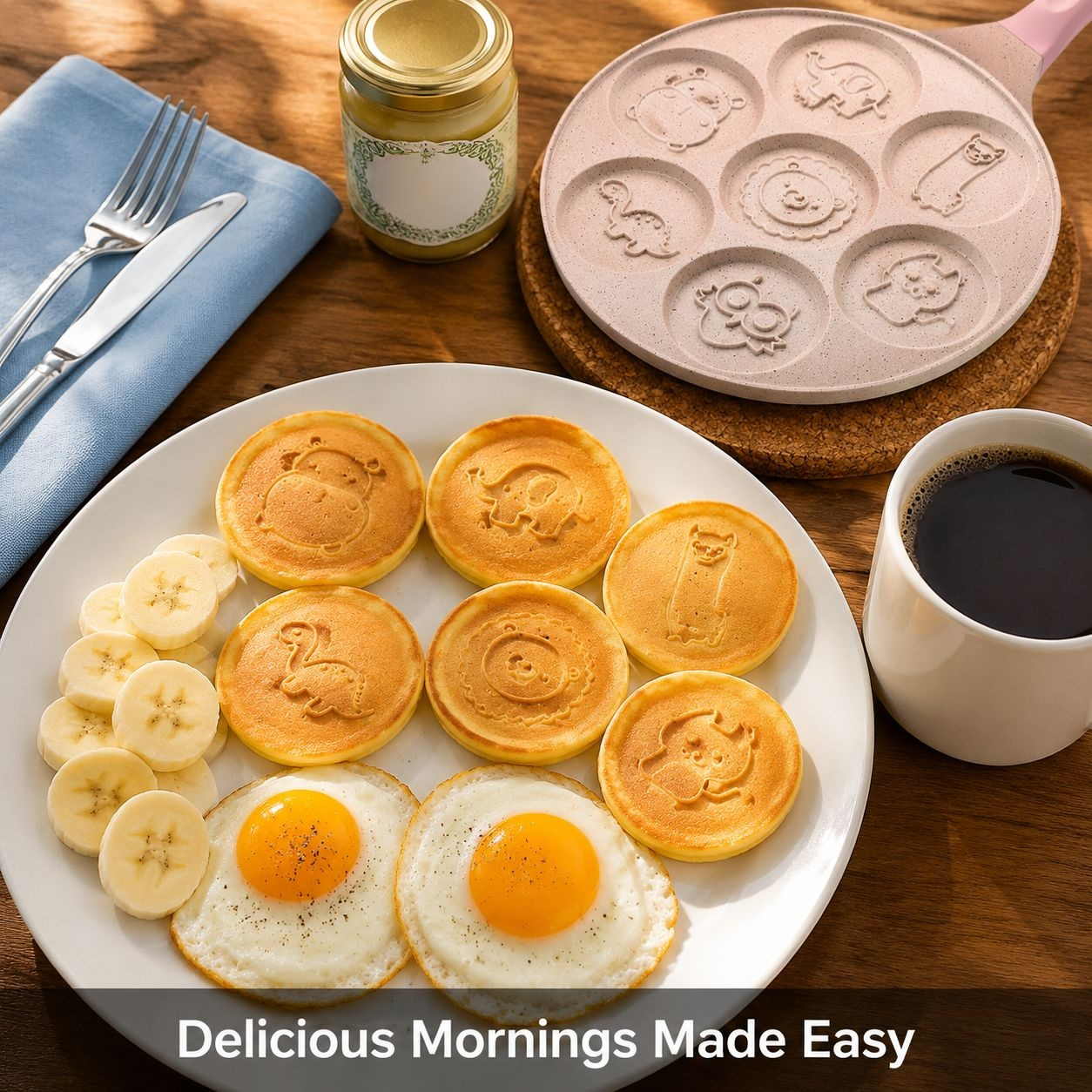 7-Hole Mini Pancake Pan, Easy-Clean Nonstick, Kitchen Bakeware