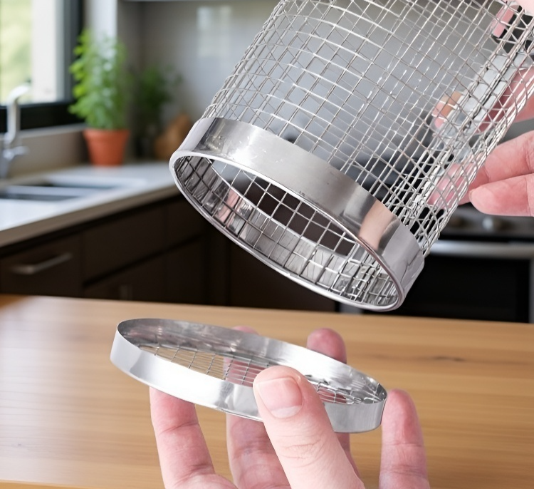 Stainless steel grill cooking burgers outdoors