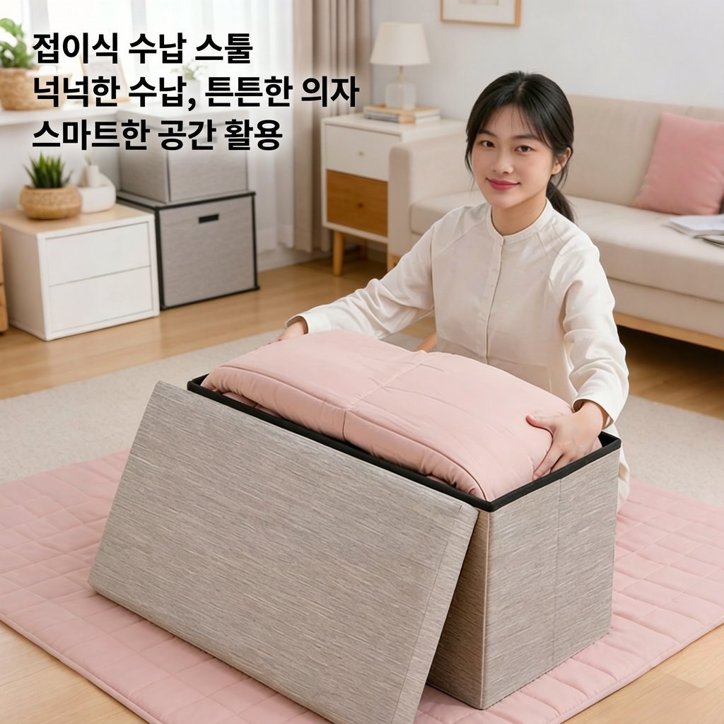 【수납 신기】가정용 접이식 수납 스툴